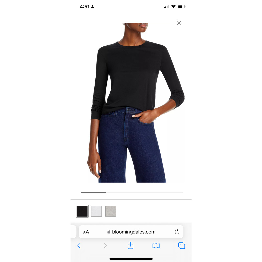 Vince Shirt Top Womens Medium Black Long Sleeve Round Neck Casual Preppy B76